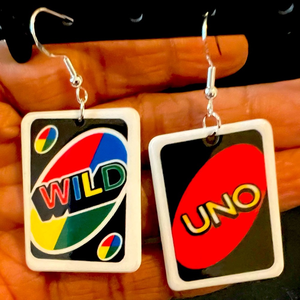 Uno Card Earrings- Uno/Wild